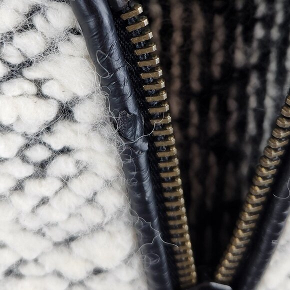 Club Monaco Wool Alpaca Knit Zip Bomber Jacket sz XS Flawed - Picture 11 of 13